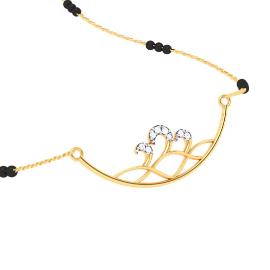 Unique Sleek Wave 14k Gold Magalsutra From Amazea Collection - Image 5