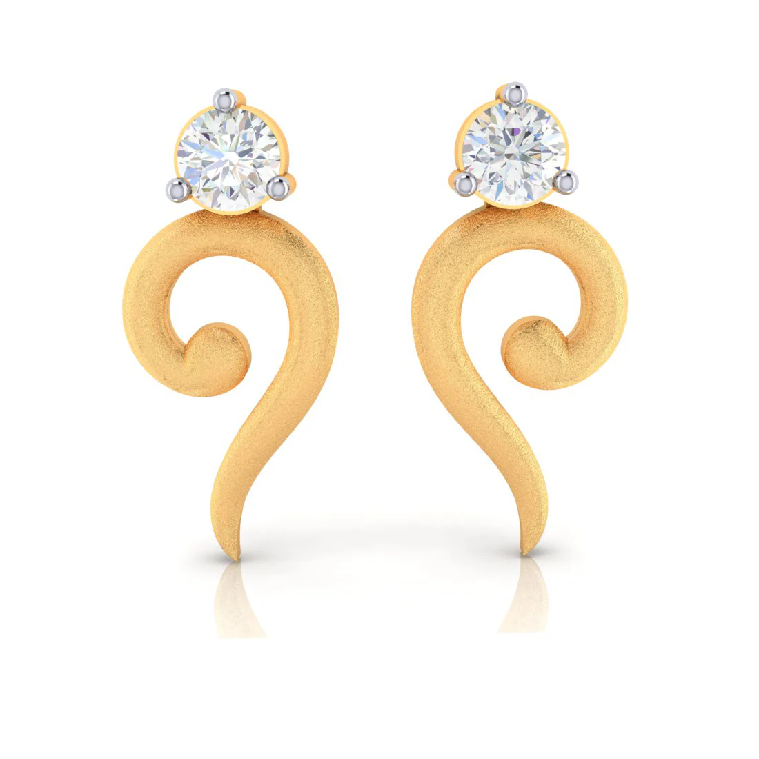 Uniquely Designed 14k American Diamond & Gold Earrings