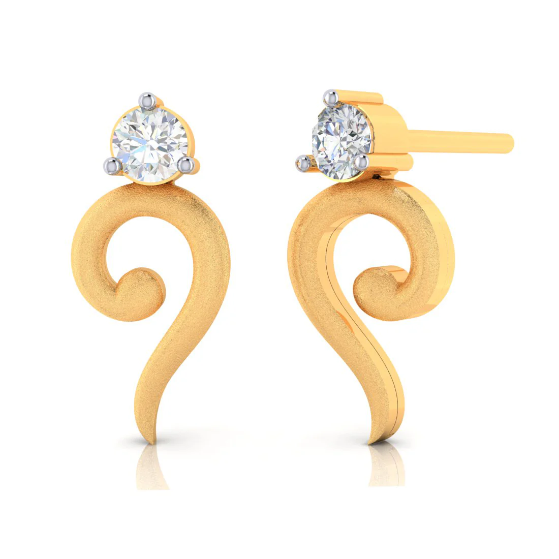 Uniquely Designed 14k American Diamond & Gold Earrings - Image 2