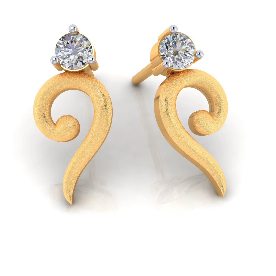 Uniquely Designed 14k American Diamond & Gold Earrings - Image 3