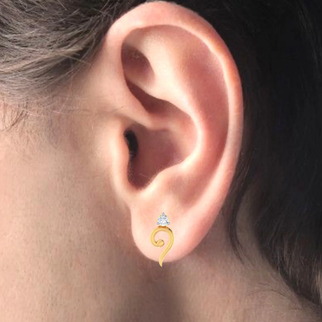 Uniquely Designed 14k American Diamond & Gold Earrings - Image 5