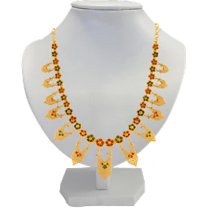 Uniquely Designed 22k Gold Necklace In Meenakari Style - Image 2