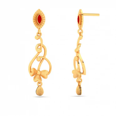 Uniquely Designed 22k Hanging Gold Earrings From Goldlites Collection - Image 3