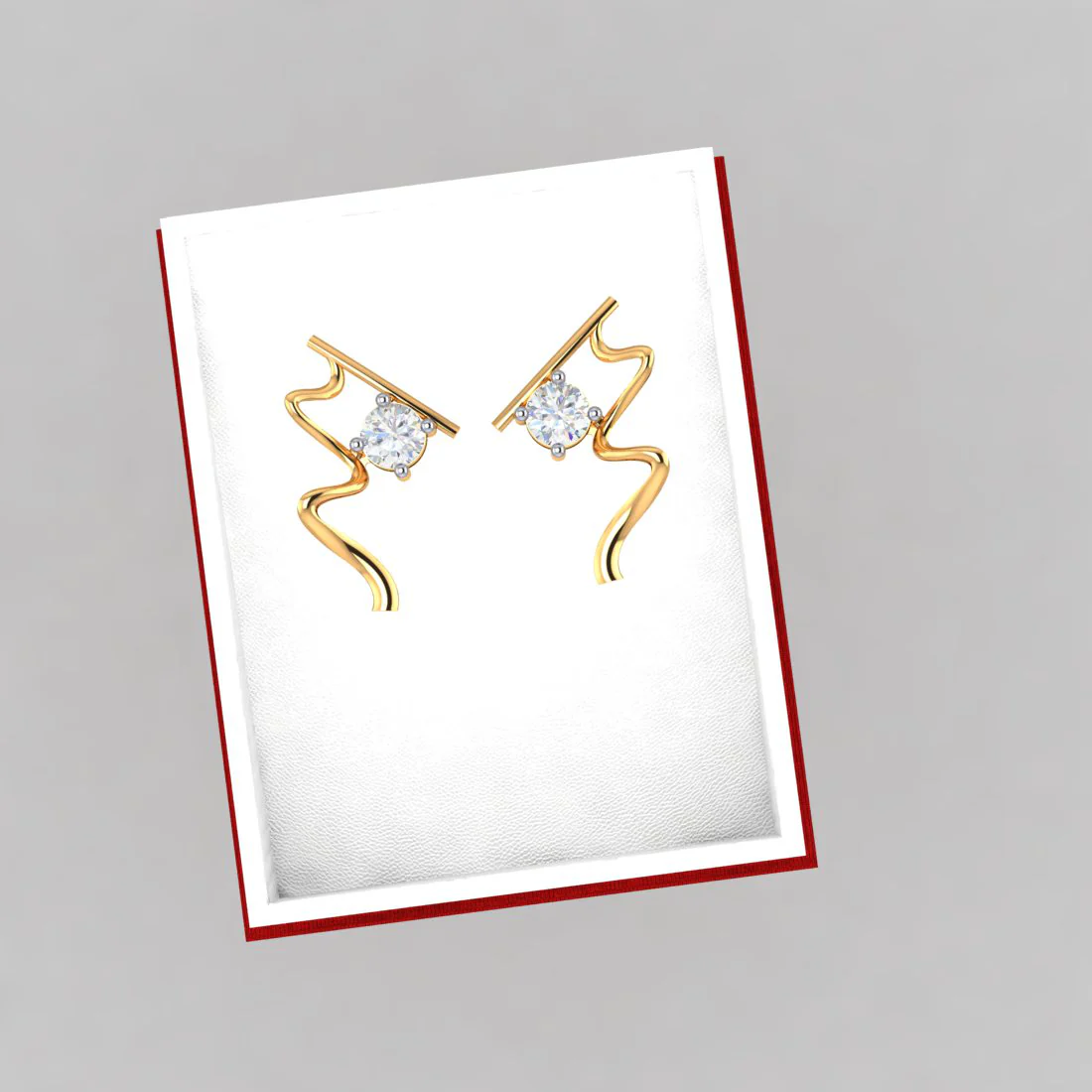 Wave Style 18k Gold Earrings With Diamonds - Image 6