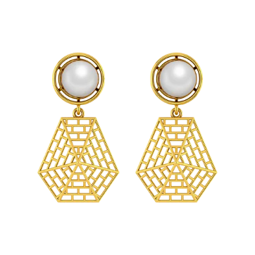 Webbed Design Gold Earrings