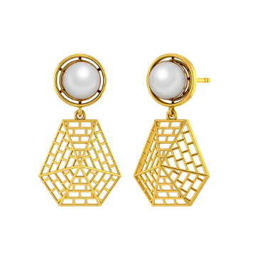 Webbed Design Gold Earrings - Image 2