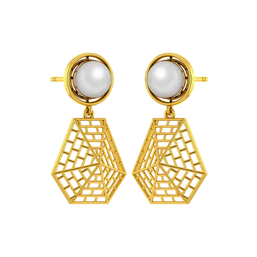 Webbed Design Gold Earrings - Image 3