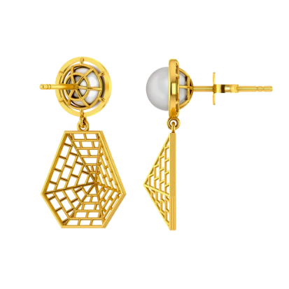 Webbed Design Gold Earrings - Image 5