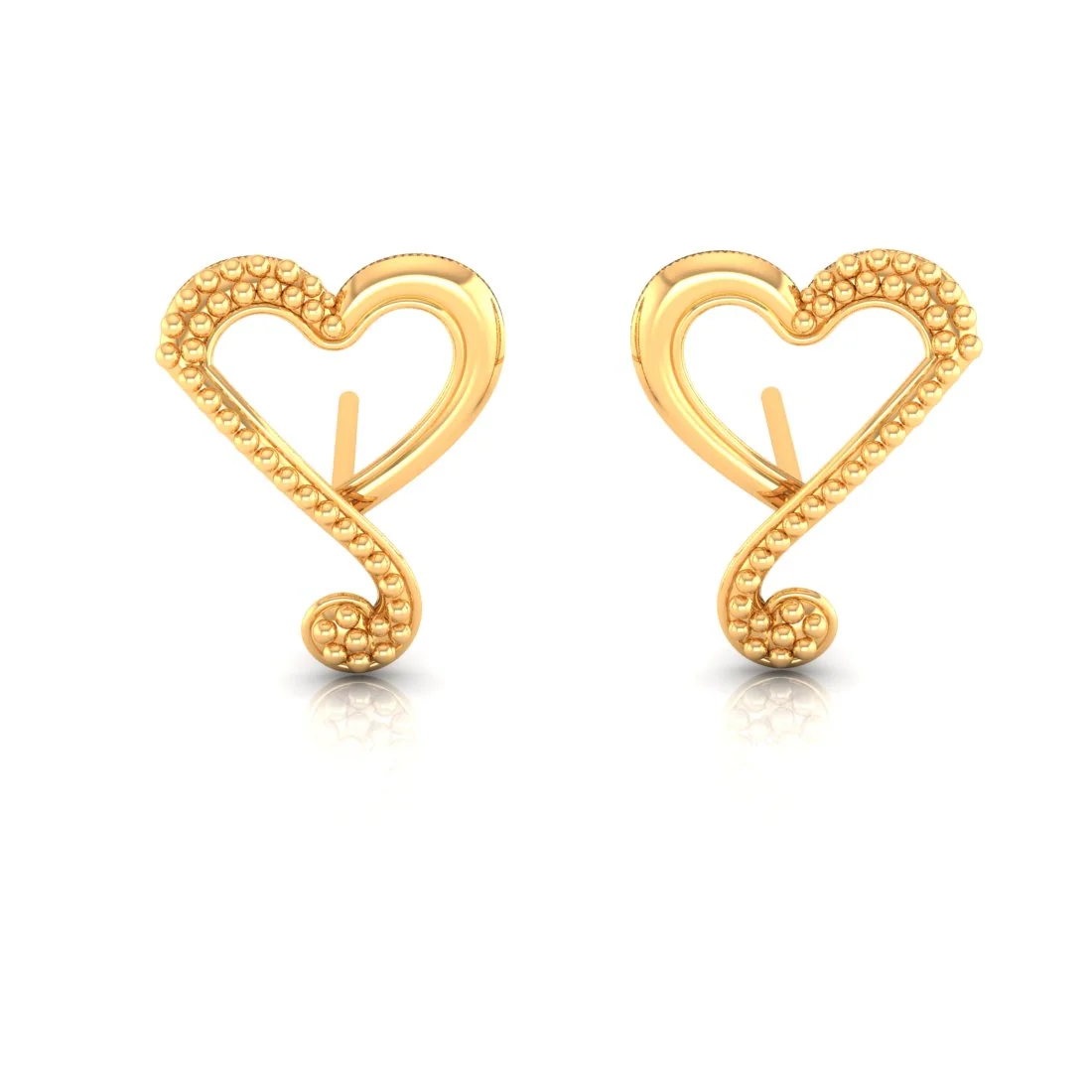 Whimsical Heart Stud Earrings In 14K Gold - Image 2