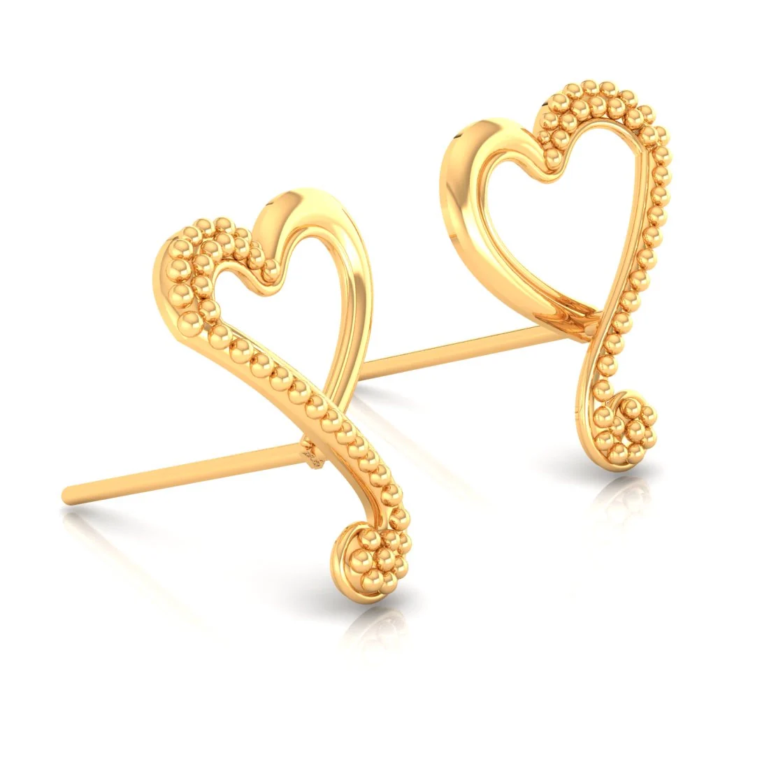 Whimsical Heart Stud Earrings In 14K Gold - Image 4