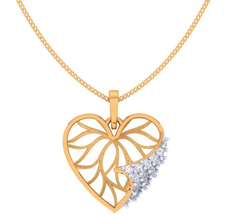 Winsome Heart Shaped Gold Diamond Pendant - Image 4