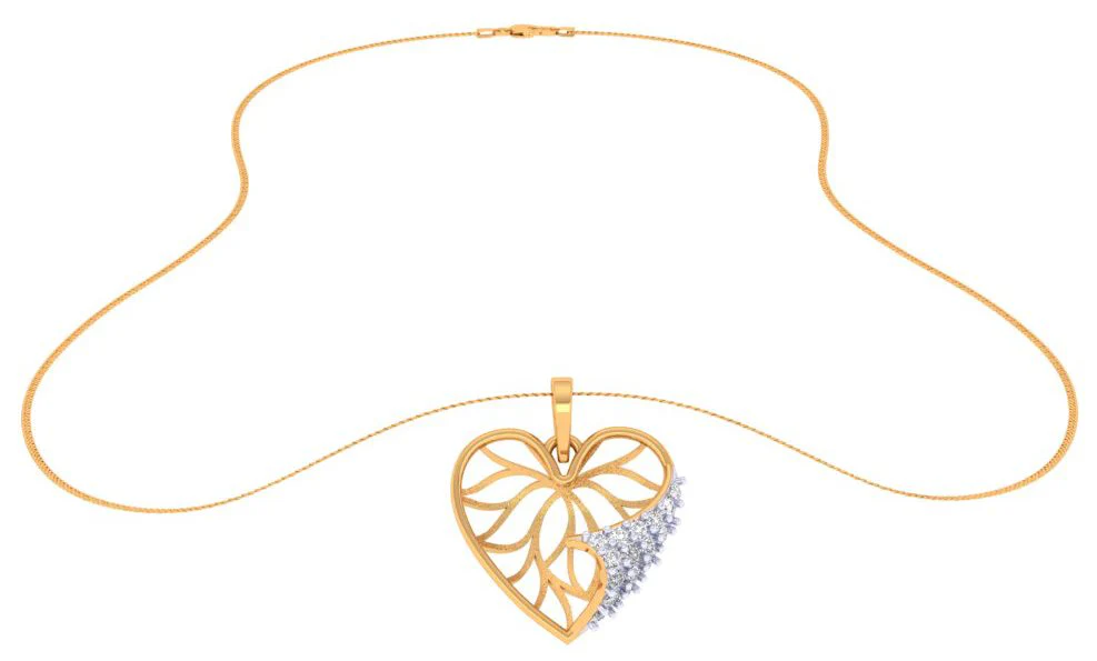Winsome Heart Shaped Gold Diamond Pendant - Image 6