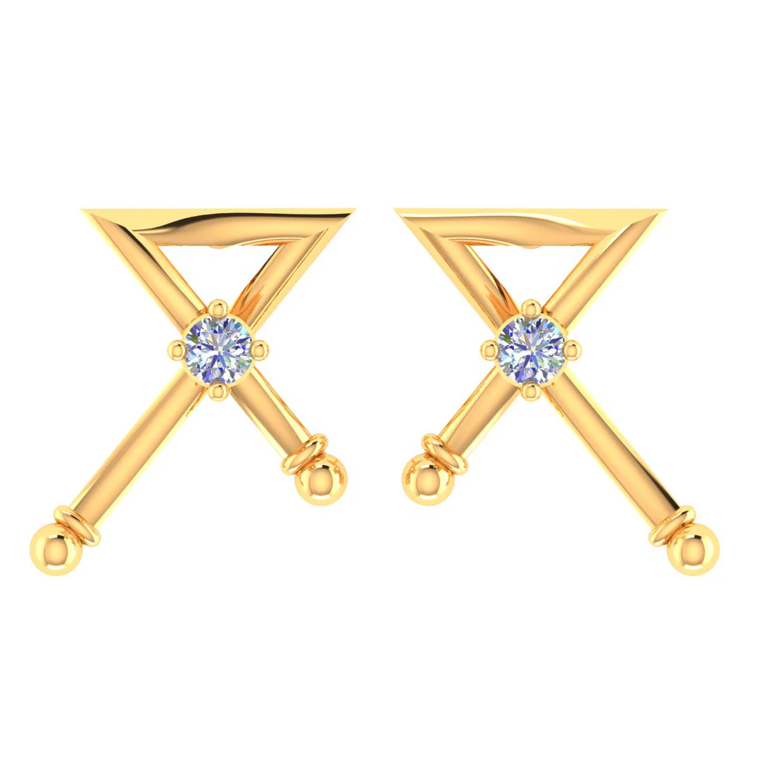 Xara 14KT (585) Yellow Gold and Certified Natural Diamond Stud Earrings - Image 2