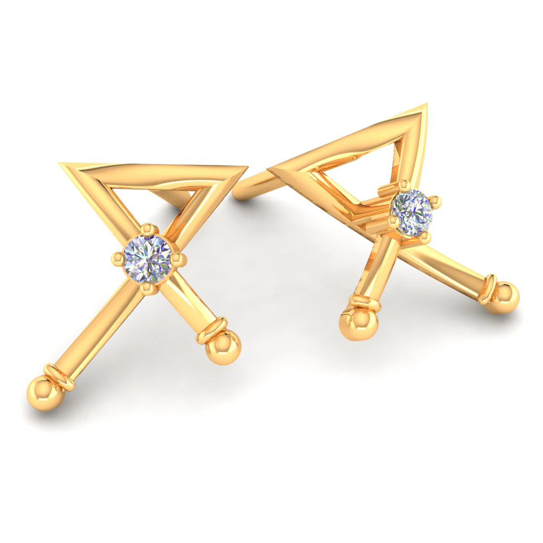 Xara 14KT (585) Yellow Gold and Certified Natural Diamond Stud Earrings - Image 3