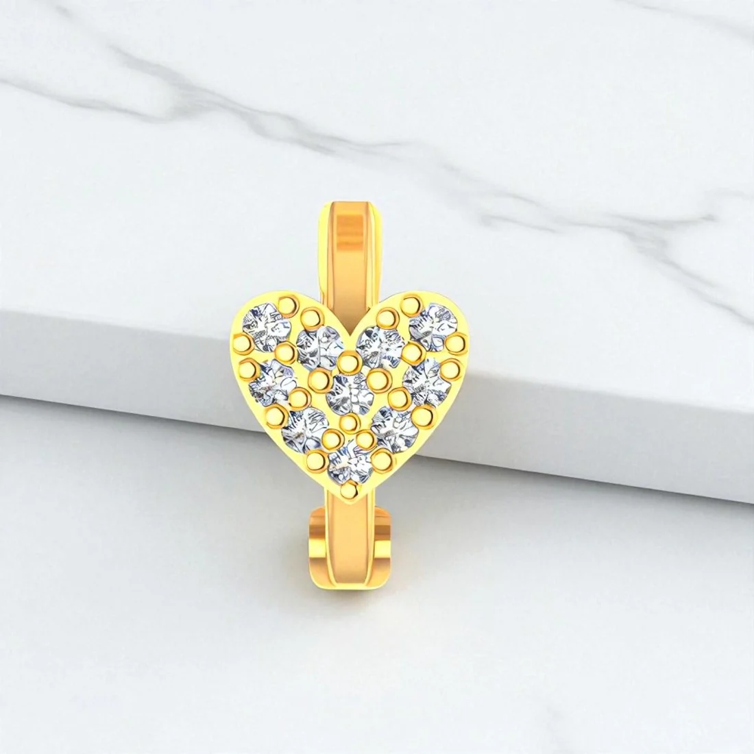 Yellow Gold & Certified Natural Diamond Sweetheart Sparkle Design Nosepin for Women