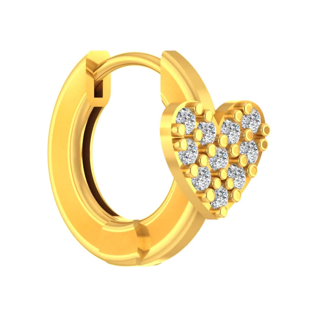 Yellow Gold & Certified Natural Diamond Sweetheart Sparkle Design Nosepin for Women - Image 2
