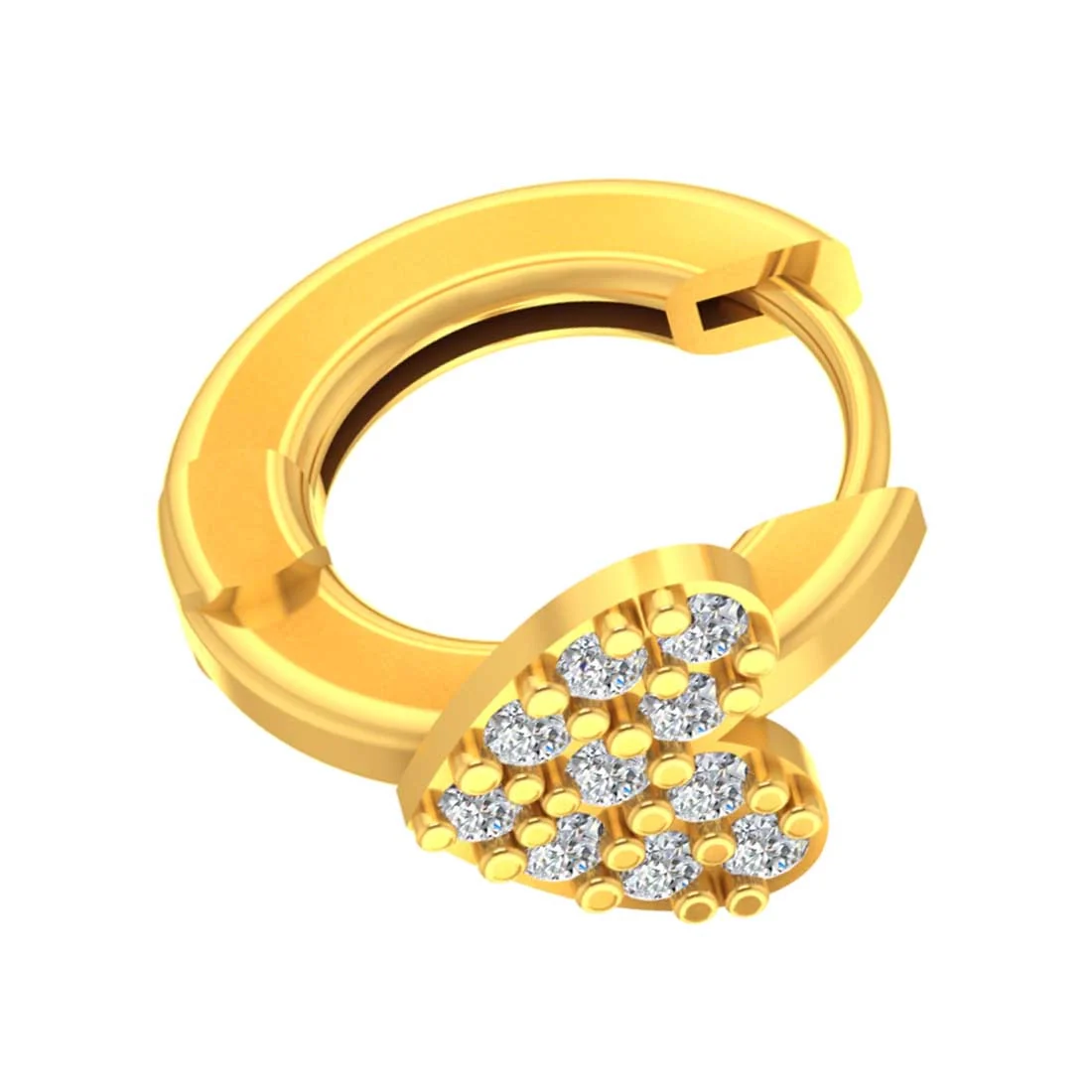 Yellow Gold & Certified Natural Diamond Sweetheart Sparkle Design Nosepin for Women - Image 3