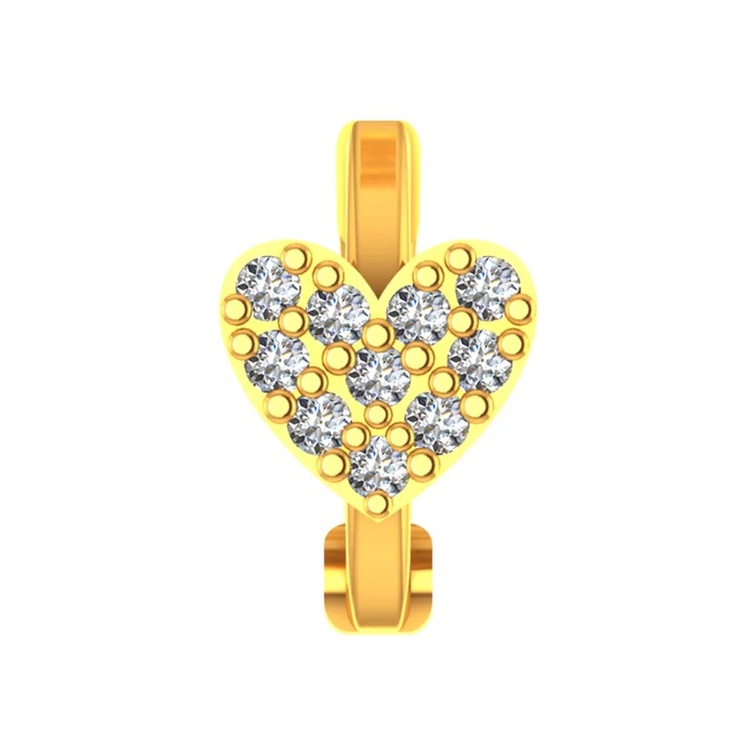 Yellow Gold & Certified Natural Diamond Sweetheart Sparkle Design Nosepin for Women - Image 4